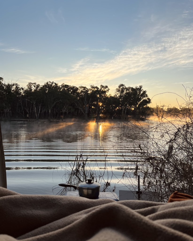 Morning view from a camper van